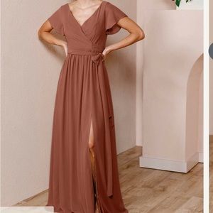 Valerie Cinnamon Chiffon Revelry Bridesmaid dress.